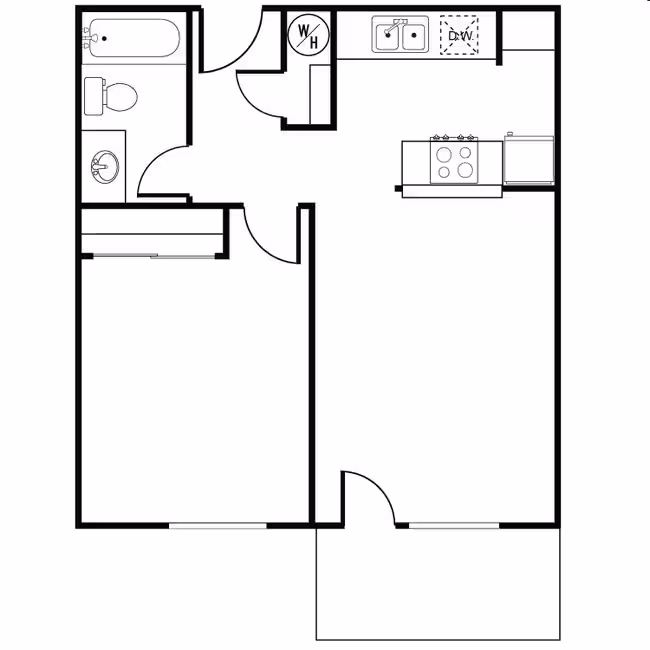 1 Bed 1 Bath A301 floor plan